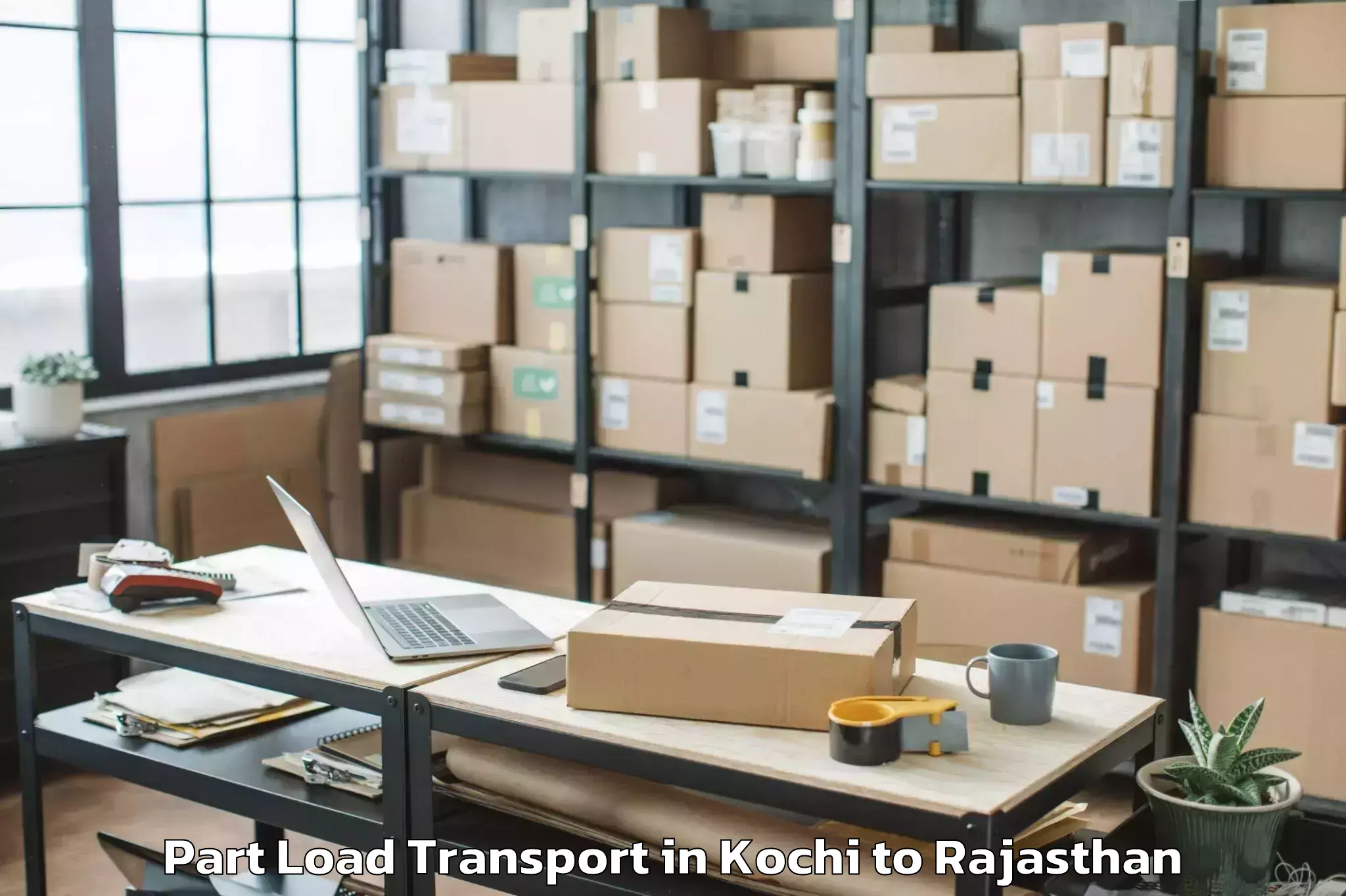 Book Kochi to Chauth Ka Barwara Part Load Transport Online